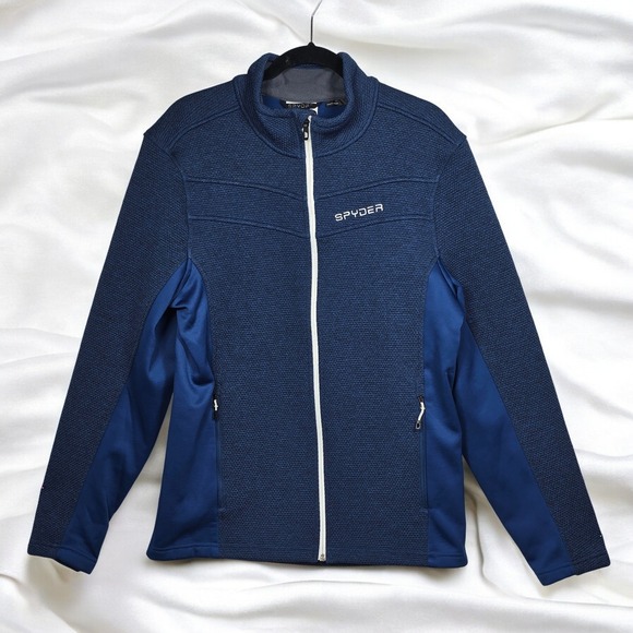 Spyder Ski Snowboard Jacket Men Large Full Zip Blue Athletic US Ski Team Trusted - Picture 1 of 13